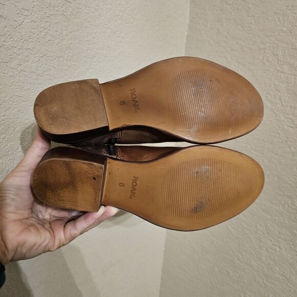 ROAN By Bed Stu 6 Liz Distressed Leather & Suede Double Zip Handmade Ankle Boots - Picture 4 of 9